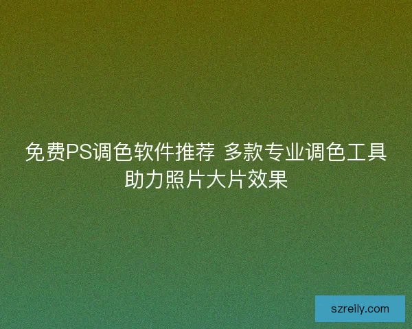 免费PS调色软件推荐 多款专业调色工具助力照片大片效果