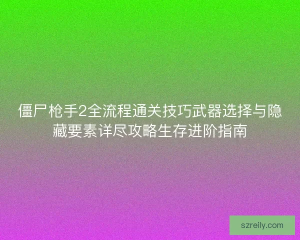 僵尸枪手2全流程通关技巧武器选择与隐藏要素详尽攻略生存进阶指南