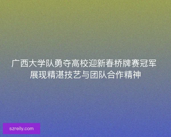 广西大学队勇夺高校迎新春桥牌赛冠军 展现精湛技艺与团队合作精神