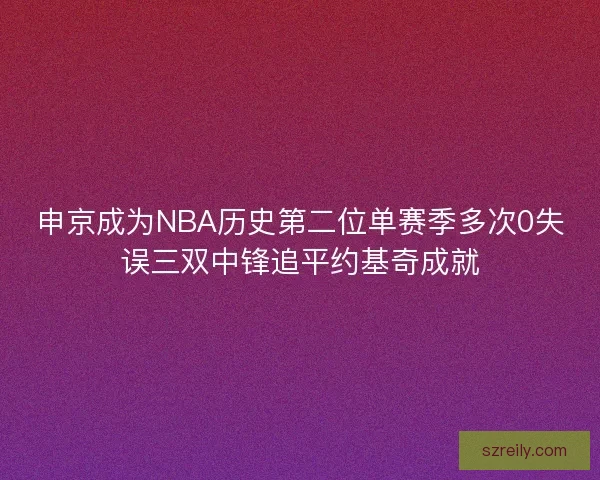 申京成为NBA历史第二位单赛季多次0失误三双中锋追平约基奇成就